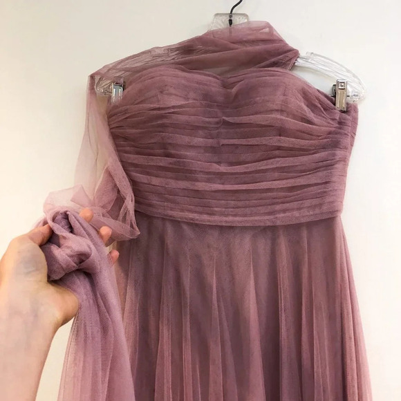 Jenny Yoo Collection Chiffon One Shoulder Adjustable Tie Back Bridesmaid Dress 8 - Picture 6 of 13